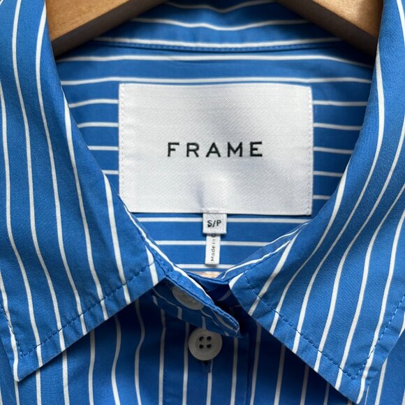 Frame Striped Short Sleeve Button Down Shirt - Size Small - Picture 3 of 5